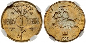Litva 1 centas 1925 NGC MS 66