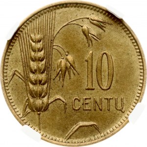 Lithuania 10 Centu 1925 NGC MS 62