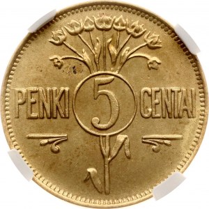 Lithuania 5 Centai 1925 NGC UNC DETAILS