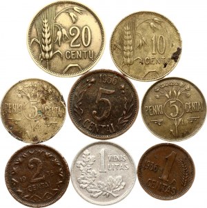 Litva 1 centas - 1 litas 1925 a 1936 Sada 8 mincí