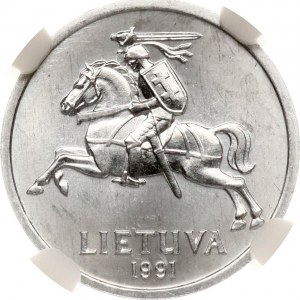 Litva 1 centas 1991 NGC MS 64