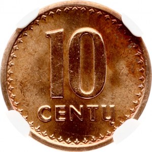 Lithuania 10 Centu 1991 NGC MS 64 RB