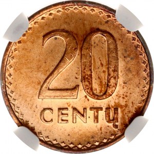 Lithuania 20 Centu 1991 NGC MS 64 RB