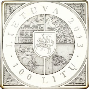 Litva 100 Litu 2013 1. mapa Litovského veľkokniežatstva