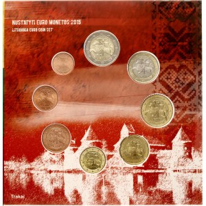 Lithuania 1 Cent - 2 Euro 2015 Lithuanian Euro Coin Set Lot of 8 coins