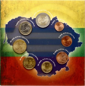 Lituania 1 Cent - 2 Euro 2015 Set di monete in euro lituane Lotto di 8 monete