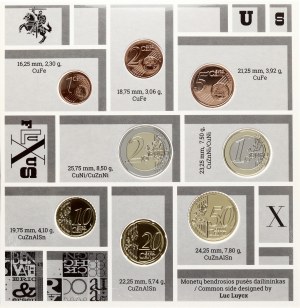 Litva 1 eurocent - Sada 2 euro 2021 litevských mincí v bankovním balení