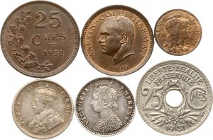 Lundy 1/2 Puffin 1929 con monete di diversi paesi Lotto di 6 monete