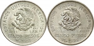 Mexico 5 Pesos 1952 & 1953 Hidalgo Lot of 2 coins