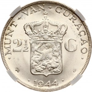 Paesi Bassi Antille Olandesi Curaçao 2½ Gulden 1944 D NGC MS 63