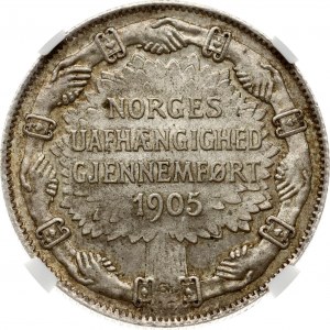Norsko 2 koruny 1907 Independence NGC MS 62