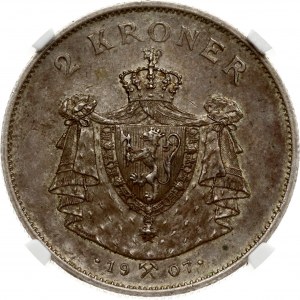 Norsko 2 koruny 1907 Independence NGC MS 62