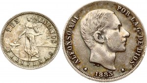 Filippine 20 Centimos 1883 e 10 Centavos 1929 M Lotto di 2 monete