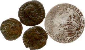 Polska Szostak 1625 z monetami różnych krajów Lot 4 monet
