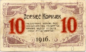 Poland 10 Kopiejek 1916 Czestochowa