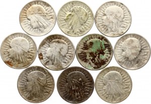 Polen 2 Zlote 1932 & 1934 Lot von 10 Münzen