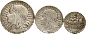 Polen 2 - 10 Zlotych 1932-1936 Lot von 3 Münzen