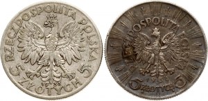 Polen 5 Zlotych 1933 & 1936 Lot von 2 Münzen