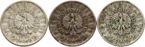 Poland 2 Zlote 1934 Jozef Pilsudski Lot of 3 coins