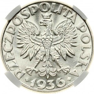 Polonia 2 Zlote 1936 Gdynia Seaport NGC MS 62