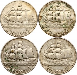 Poland 2 Zlote 1936 Gdynia Seaport Lot of 4 coins