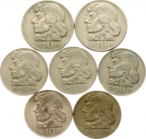 Polen 10 Zlotych 1959-1973 Tadeusz Kosciuszko Lot von 7 Münzen
