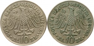 Polonia 10 Zlotych 1964 600° Anniversario dell'Università Jagiello Lotto di 2 monete