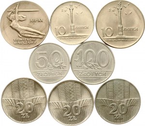 Poľsko 10 - 100 Zlotých 1965-1990 Sada 8 mincí