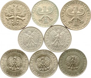 Poľsko 10 - 100 Zlotých 1965-1990 Sada 8 mincí