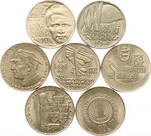 Polen 10 Zlotych 1967-1972 Gedenkmünzen Lot von 7 Münzen