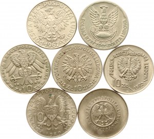 Polen 10 Zlotych 1967-1972 Gedenkmünzen Lot von 7 Münzen