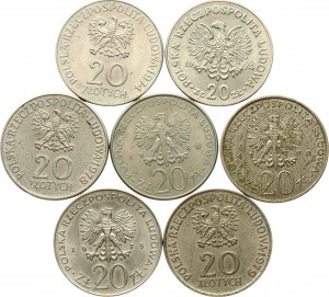 Polen 20 Zlotych 1974-1980 Lot von 7 Münzen