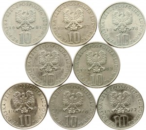 Polonia 10 Zlotych 1975-1984 Boleslaw Prus Lotto di 8 monete
