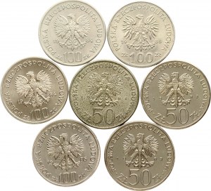 Poľsko 50 a 100 zlotých 1981-1988 Pamätná sada 7 mincí