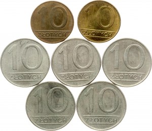 Polen 10 Zlotych 1984-1990 Lot von 7 Münzen