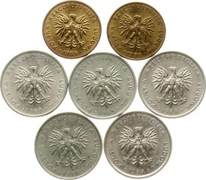 Poľsko 10 Zlotých 1984-1990 Sada 7 mincí