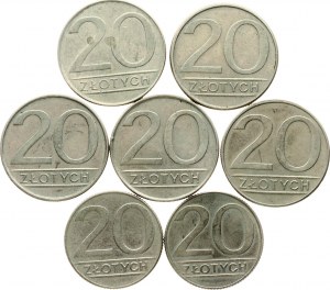 Pologne 20 Zlotych 1984-1990 Lot de 7 pièces