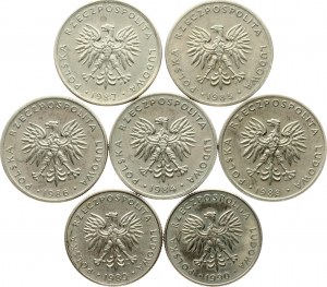 Polsko 20 zlotých 1984-1990 Sada 7 mincí