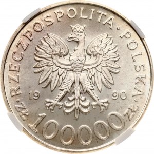 Polska 100 000 złotych 1990 L Solidarność NGC MS 64