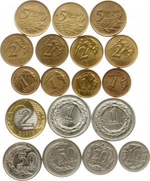 Poland 1 Grosz - 2 Zlote 1990-2000 Lot of 18 coins