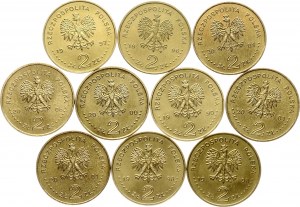 Polen 2 Zlote 1996-2005 Gedenkmünzen Lot von 10 Münzen