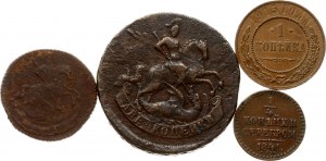 Russia 1/4 - 2 Kopecks 1757-1915 Lot of 4 coins