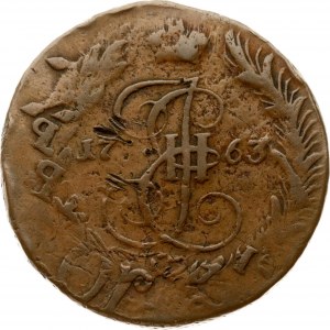 Rosja 5 kopiejek 1763 EM wybite stemplem lustrzanym