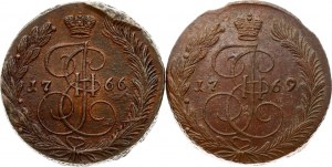 Russia 5 copechi 1766 EM & 1769 EMLotto di 2 monete