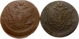Russia 5 Kopecks 1769 EM & 1778 EM Lot of 2 coins