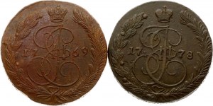 Russia 5 copechi 1769 EM e 1778 EM Lotto di 2 monete