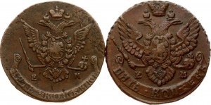 Russia 5 copechi 1773 EM e 1789 EM Lotto di 2 monete