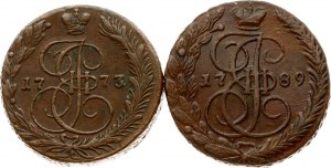 Russia 5 copechi 1773 EM e 1789 EM Lotto di 2 monete