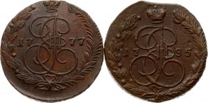 Russia 5 copechi 1777 EM e 1785 EM Lotto di 2 monete