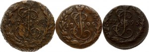 Rusko Denga & Kopeck 1795 EM Lot of 3 coins